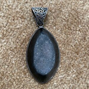 SOLD - Black quarts pendant with filigree casing